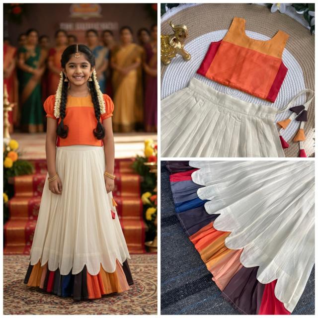 Kanakambaram Petal Set Cotton Bulk kids clothing supplier in Gujarat